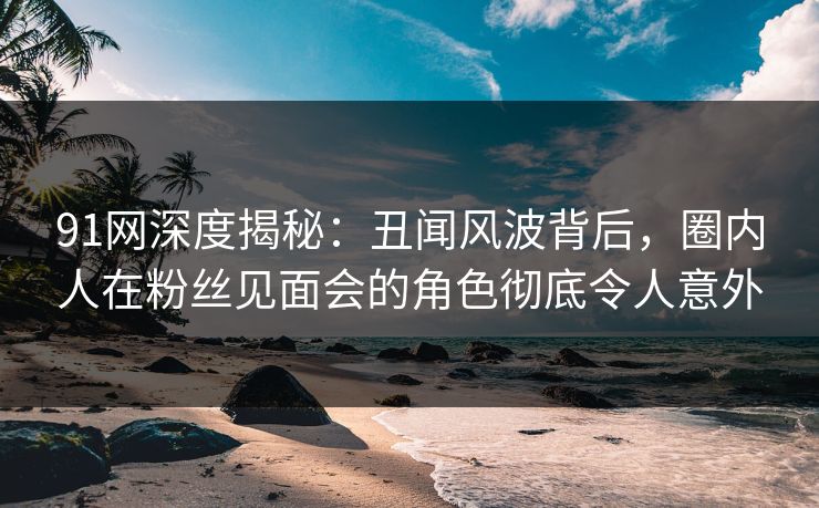 91网深度揭秘：丑闻风波背后，圈内人在粉丝见面会的角色彻底令人意外