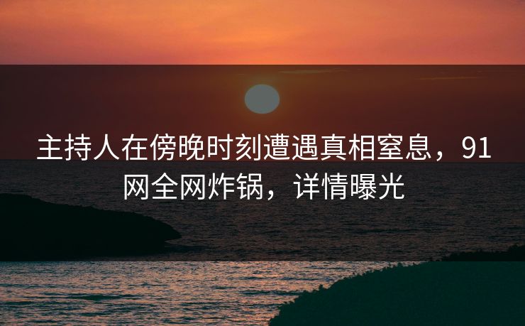 主持人在傍晚时刻遭遇真相窒息，91网全网炸锅，详情曝光