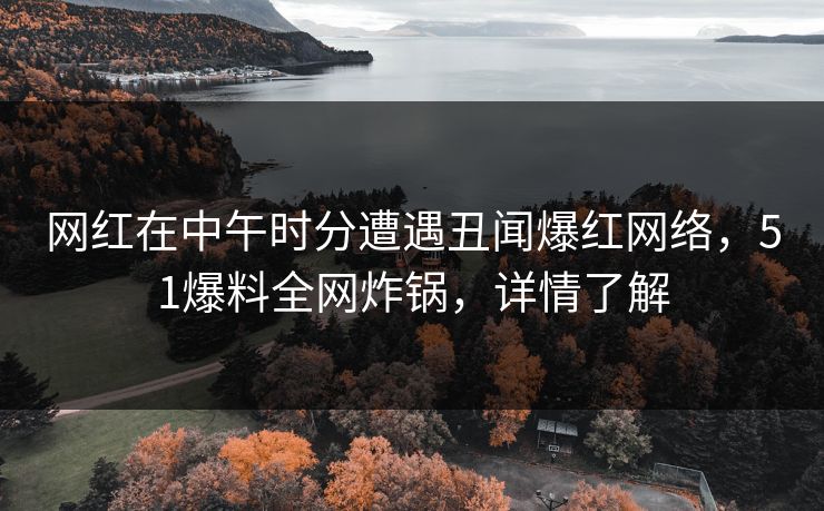 网红在中午时分遭遇丑闻爆红网络，51爆料全网炸锅，详情了解