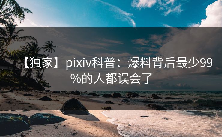 【独家】pixiv科普：爆料背后最少99%的人都误会了
